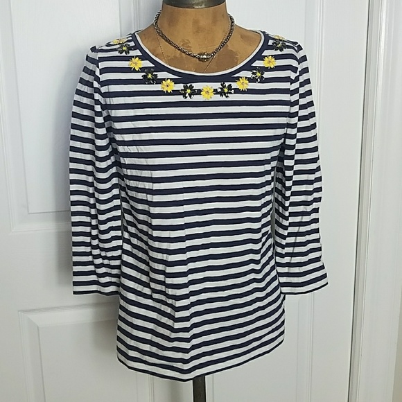 MAX MARA WEEKEND 3/4 SLEEVE EMBELLISHED TEE - Picture 1 of 7